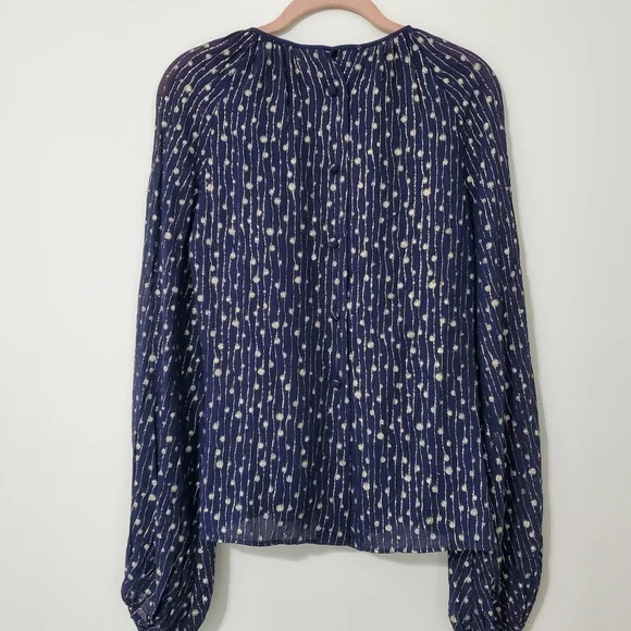 Vintage Rizkallah for Malcolm Starr Navy Gold Blouse Size 12